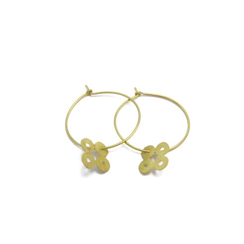 Hoop Earrings with 4 Gold Discs