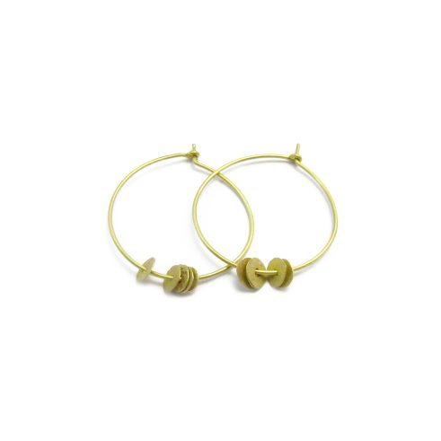 Hoop Earrings with Stacked Gold Discs