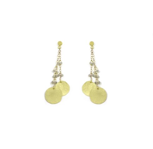 Disc Diamond Drop Earrings