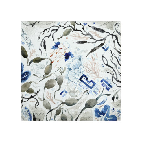 Blue Shards with Seaweed and Coral