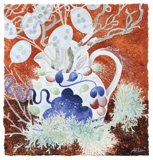 Gaudy Welsh Jug with Honesty and Lichen