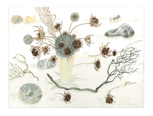 Twisted Stem, Calendula and Pebbles