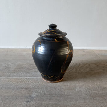 Black Lidded Storage Jar