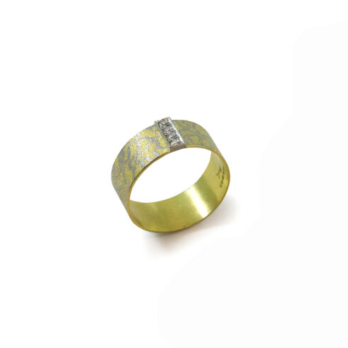 18ct Gold and Platinum Fusion Inlay Ring I