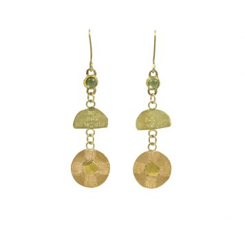 Sun and Green Tourmaline Droppers Earrings