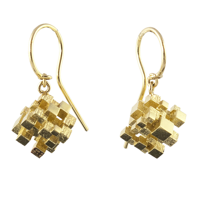 Cool 3D Dice Dangle Earrings With Geometric Design - Resin Cube Drop Earrings & Necklace Set For Women's Party Jewelry