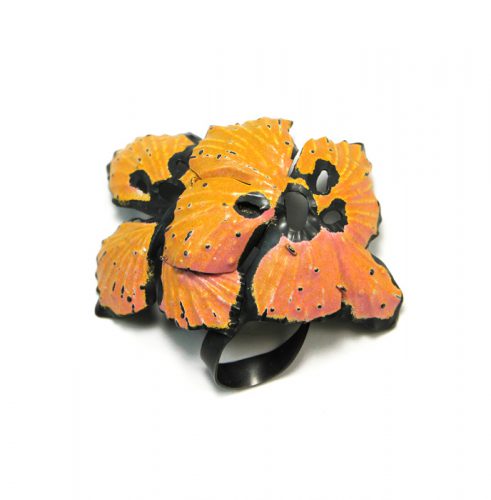 Pink and Orange Flower Brooch