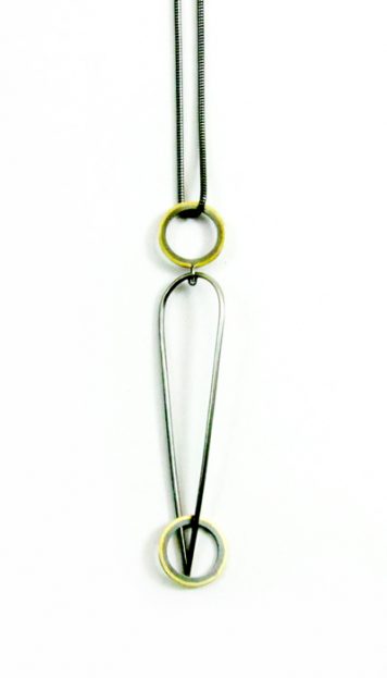 Oxidised Silver and Gold Pendant