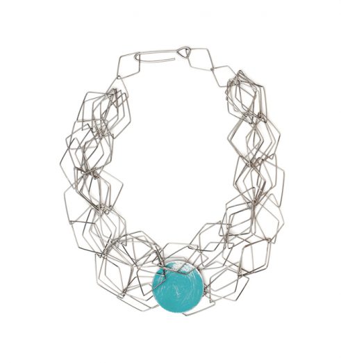Short Fankle Necklace with Green Disc