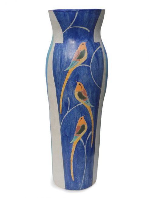 Tall Blue Bird Vase