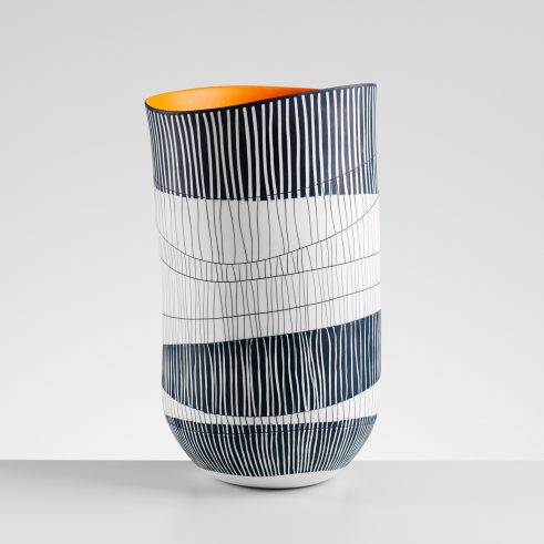 Tall Bowl with Orange Interior