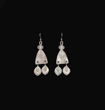 Quartz Crystal and White Precious Metal Earrings