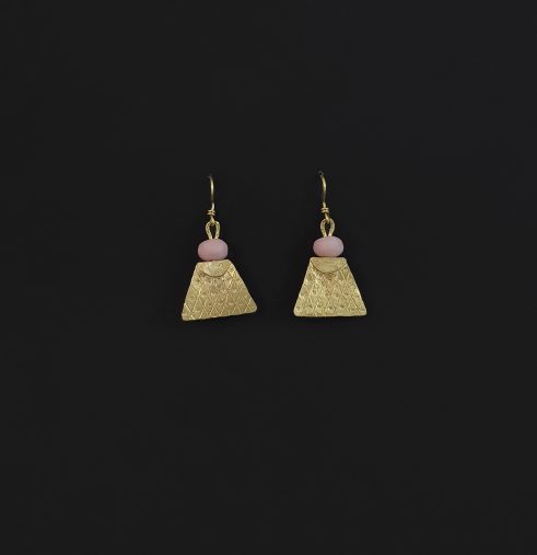 Pink Opal and 18ct Yellow Gold Earrings