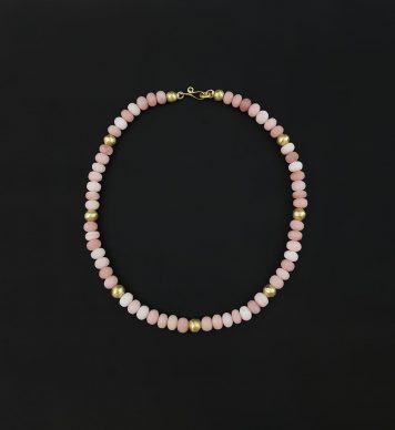 Pink Opal and 18ct Yellow Gold Necklace