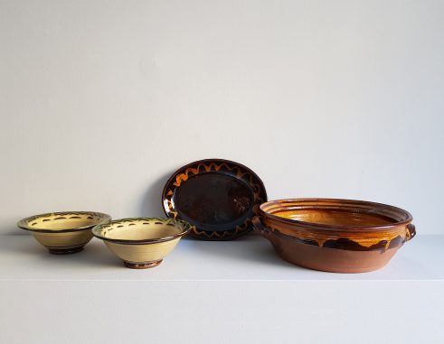 Cereal Soup Bowls, Oval Pressed Dish and Handled Serving Bowl
