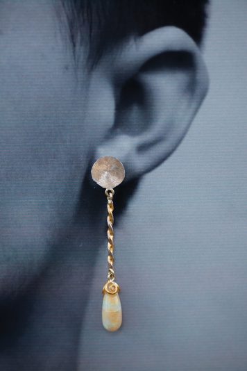 Gold, Platinum and Opal Earrings