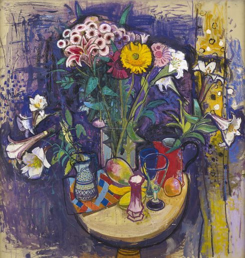 Still Life with Flowers & Red Coffee Pot