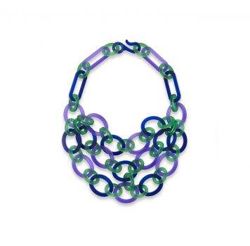 Jade Green & Violet Blue 3-Strand Oval Necklace