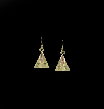 Yellow & Red Gold Triangle Earrings
