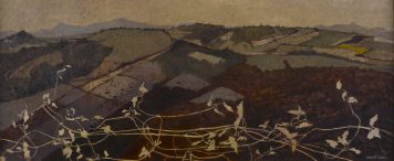 Italian Landscape with White Clematis