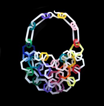 Rainbow 3 Strand Hexagon Necklace