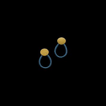 Oval Studs with Korean Braided Cord (Teal)