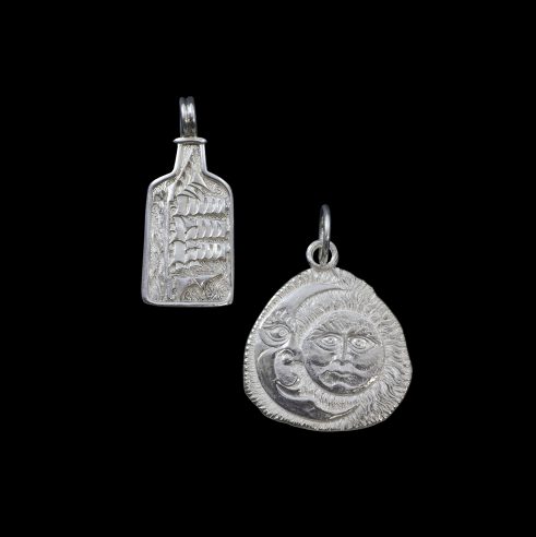 Ship In A Bottle Pendant & Sun and Moon Pendant