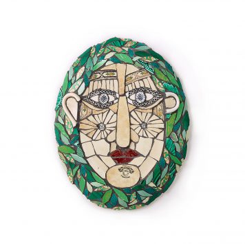 Green Man Platter with Stripes