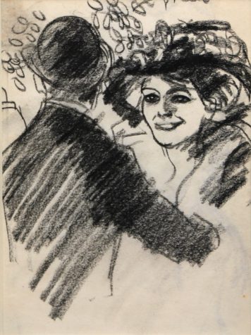 Man Socialising with a Woman in a Hat