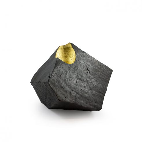 Scorched Sculptural Vessel with Gold Leaf