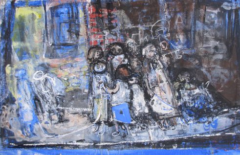 0Children and Chalked Wall