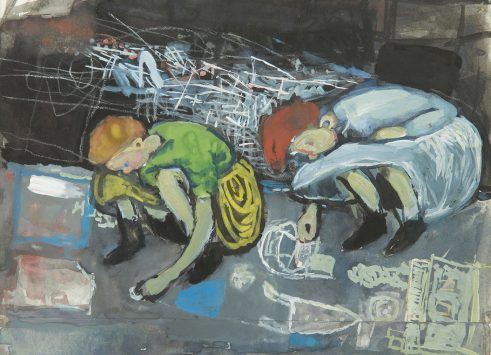 Glasgow Children Drawing on a Pavement