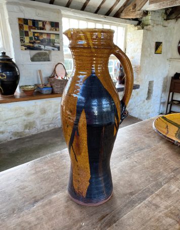 Yellow and Black Tall Medieval Jug