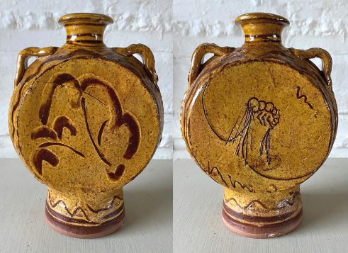 Decorated Flask with Shrimp and Flower (front and reverse view)