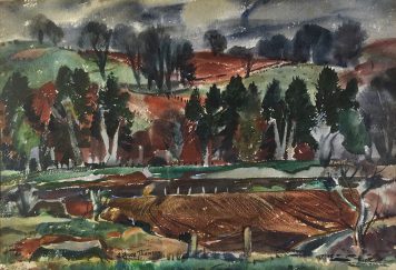 Border Landscape with Red Fields