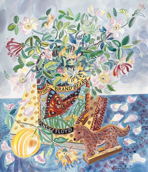 Still Life with Honeysuckle and Wild Roses