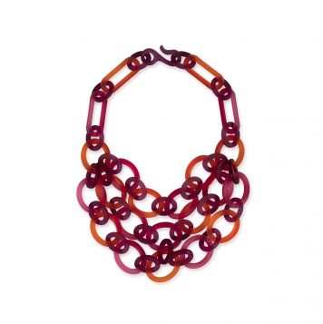 Raspberry 3-Strand Oval Necklace
