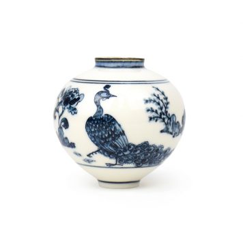 Peacock and Flowers Moonjar