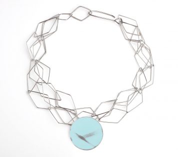 Triple Layered Necklace with Aqua Disc