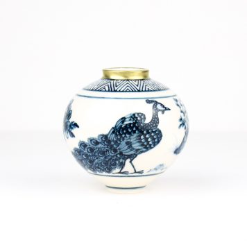 Peacock and Camellia Moonjar