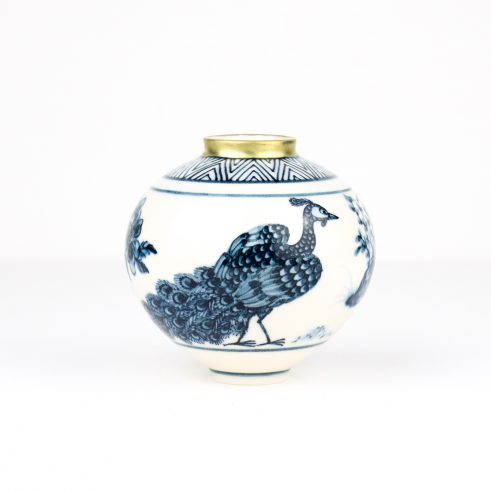 Peacock and Camellia Moonjar