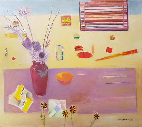 Purple Table with Orange Dish