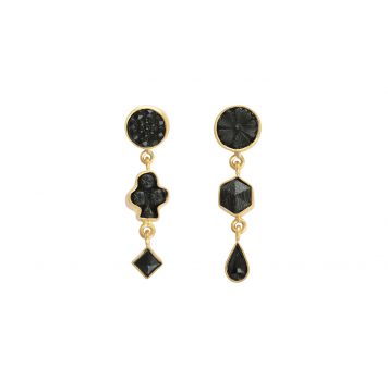 Three Charm Moving Drop Earrings