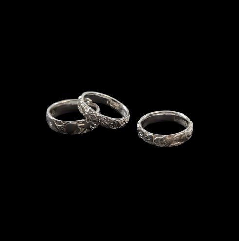 Sun, Moon and Stars, Thistle and Hibiscus and Squirrels Rings
