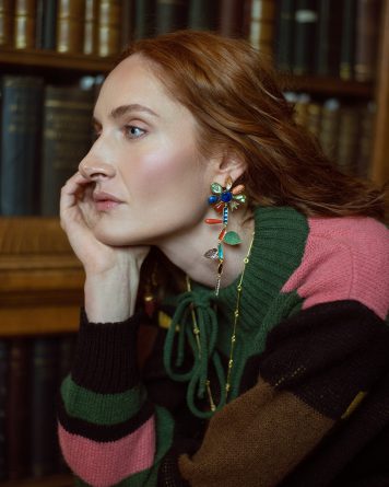 Anniversary Flower Earrings (modelled)