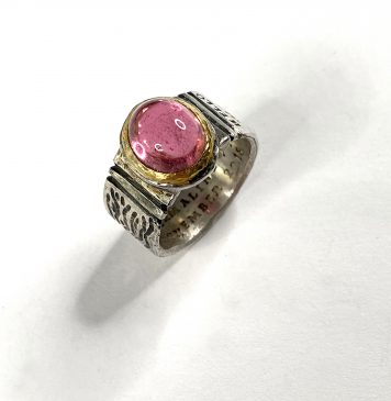 Ring with Fish and Pink Tourmaline