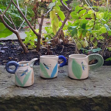 Small Grasshopper Jug and Grasshopper Cups