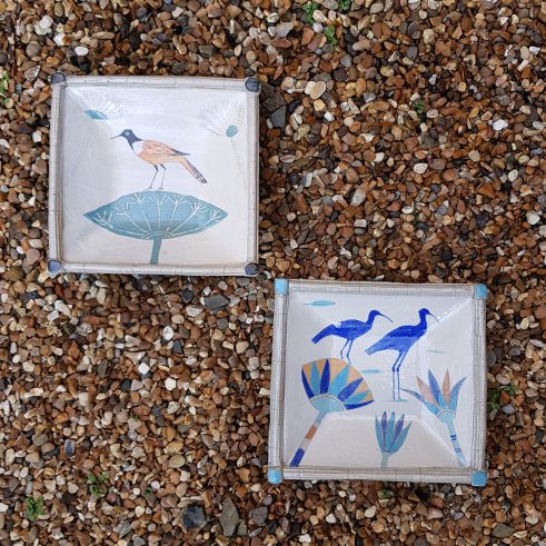 Yellow Bird Square Dish, Ibis Square Dish