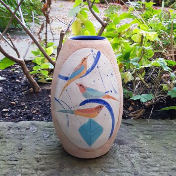 Ovoid Bird and Leaf Vase (reverse)