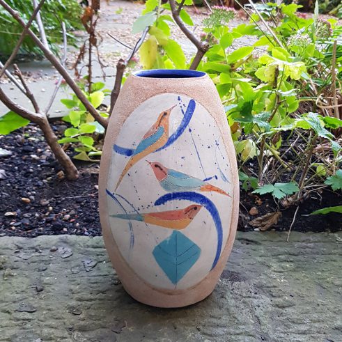 Ovoid Bird and Leaf Vase (reverse)